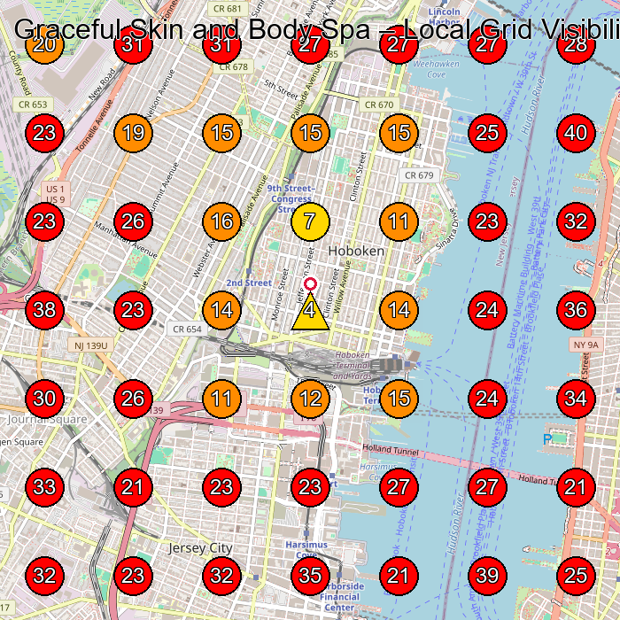 Graceful Skin and Body Spa GeoGrid visibility map for Facial Spa in Jersey City